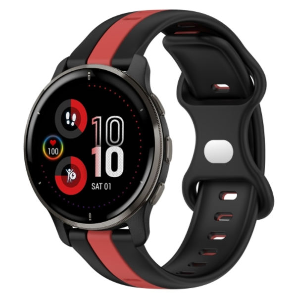 För Garmin Venu 2 Plus 20mm Butterfly Spänne Tvåfärgad watch Black-Red