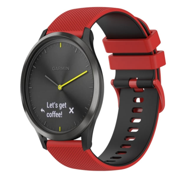 För Garmin Vivomove 20 mm rutigt watch i tvåfärgad silikon Red-Black
