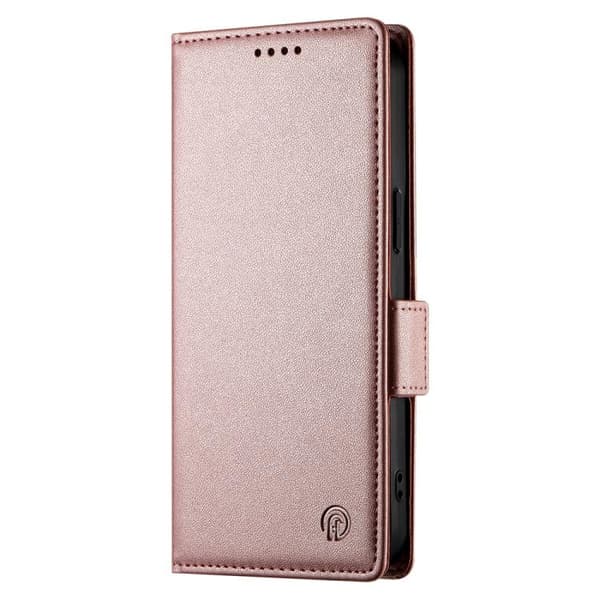 Redmi Note 14 Pro 4G - Magnetisk Frostad Läderfodral med Sidobuckle Roséguld