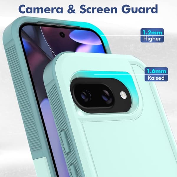 för Pixel 9a Skal + 2-i-1 PC - Hållbar TPU Telefonfodral Ljusgrön
