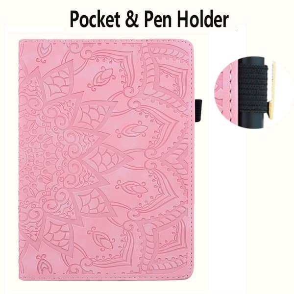 Samsung Galaxy Tab S9 FE Prägad Läderfodral Rosa