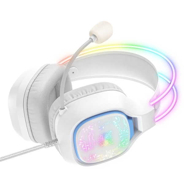 ONIKUMA X22 USB + 3,5 mm färgglatt trådbundet spelheadset med mikrofon Vit
