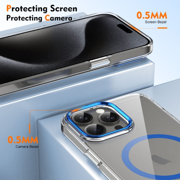 iPhone 16 Pro Max Ice Feel HD Transparent MagSafe PC Full Coverage Skal Blå
