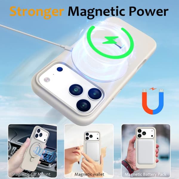 iPhone 18 Pro Max / iPhone 17 Pro Max Skal - Flytande Silikon med MagSafe Magnetisk Ringhållare Antikvit