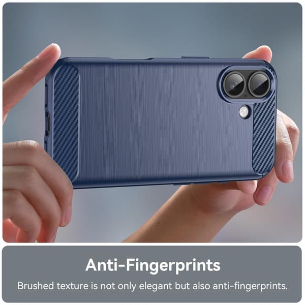 iPhone 17 Skal - Borstad Textur av Kolfiber TPU Blå