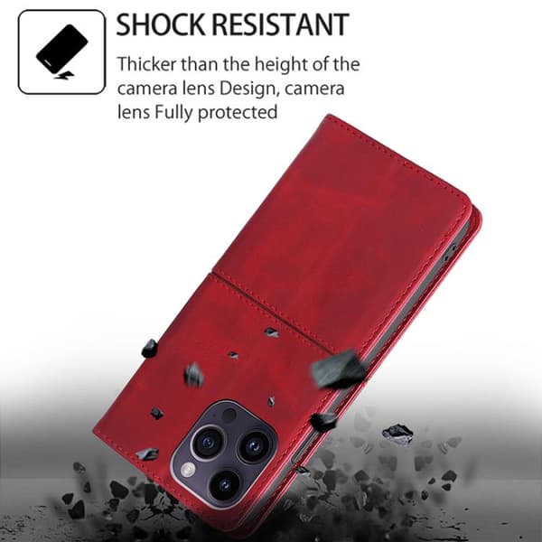 Redmi Note 14 4G - Magnetiskt Läderfodral med Kossmönster Röd