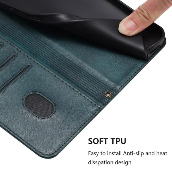 iPhone 18 Pro Max / iPhone 17 Pro Max Skal läderfodral med linjesömnad och retro design Mörkgrön