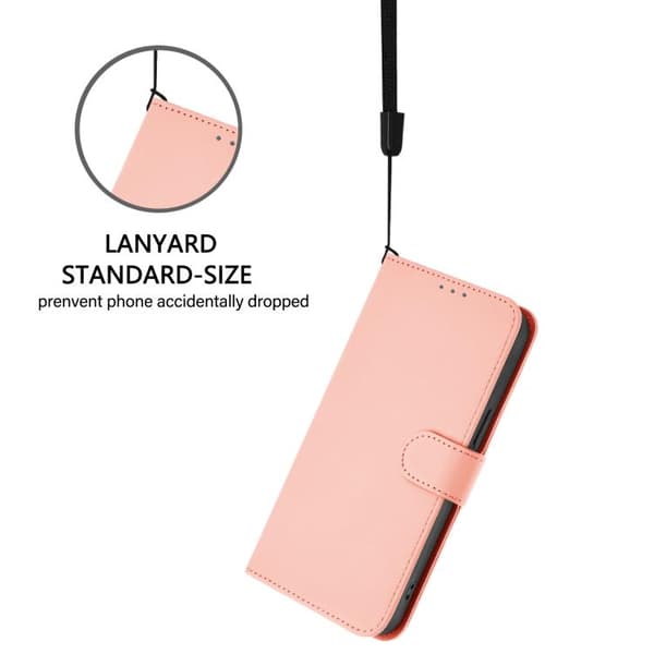 iPhone 18 Pro Max / iPhone 17 Pro Max Skal Läderfodral - Solid Färg med Lanyard Rosa