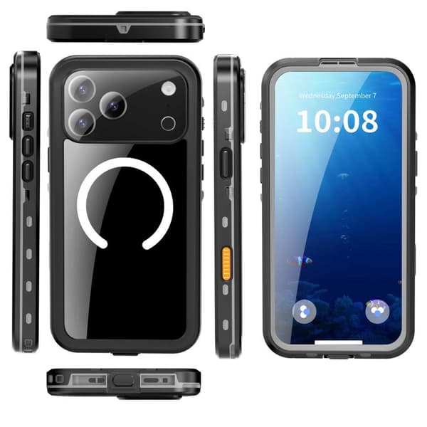 iPhone 18 Pro Max / iPhone 17 Pro Max Skal RedPepper Transparent Dot IP68 Vattentät Tripple-skydd MagSafe Svart Mörkgrå