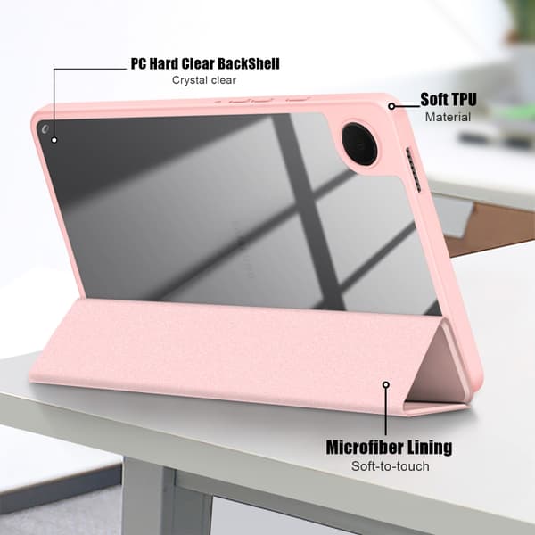 Samsung Galaxy Tab A9 / A11 3-faldig Smart Läderfodral Rosa
