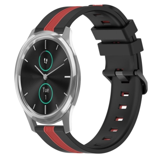 För Garmin Garminmove Luxe 20 mm vertikalt tvåfärgat watch Black-Red