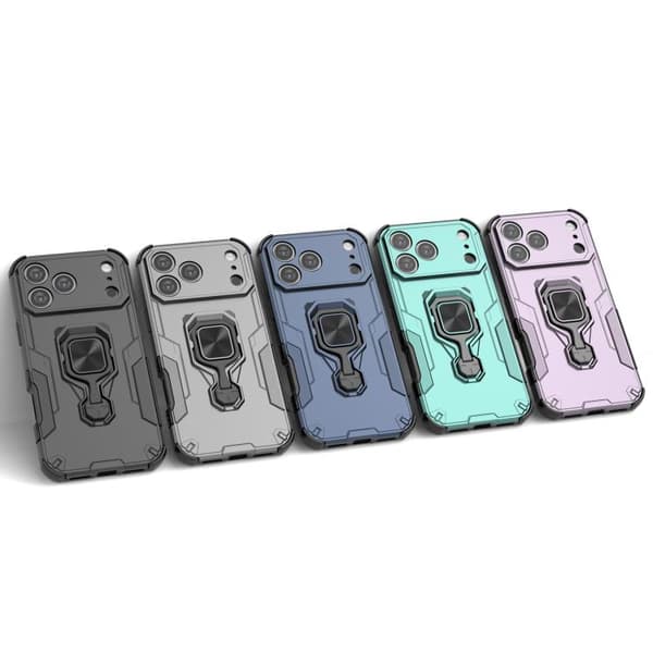 iPhone 18 Pro Max / iPhone 17 Pro Max Skal med Metall Kickstand och TPU Hybrid PC Blå