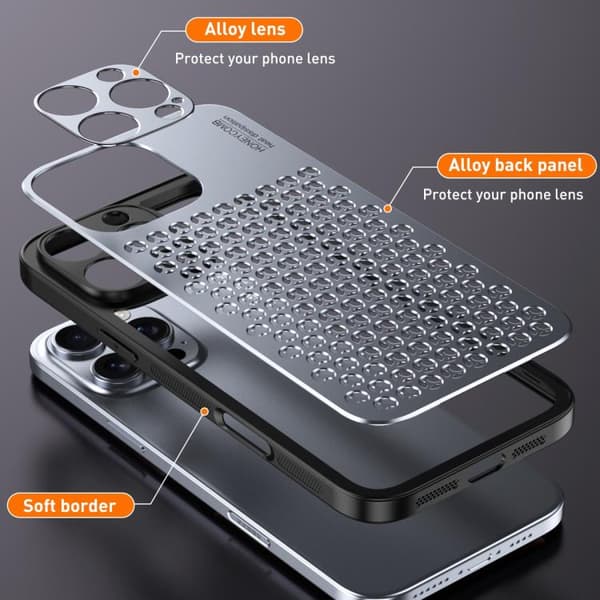 iPhone 16 Pro Max Honeycomb Strålande Legeringsskal Rymdgrå
