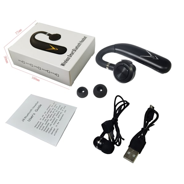 HXSJ J6 TWS Bluetooth 5.0 Enkelsidig öronsnäcka brusreducerande hörlurar Svart+Silver