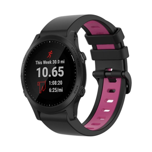 För Garmin Forerunner 945 22mm silikon watch i två färger Black-Pink