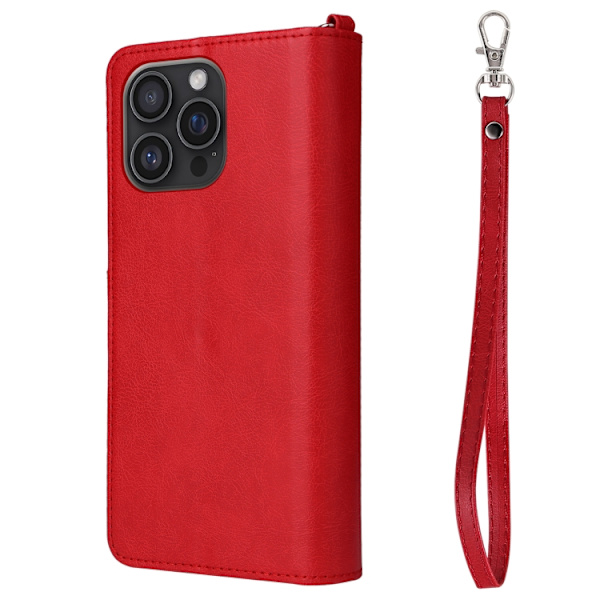 iPhone 16 Pro Solid Color 2 1 Dragkedja Stötsäker Skal Röd