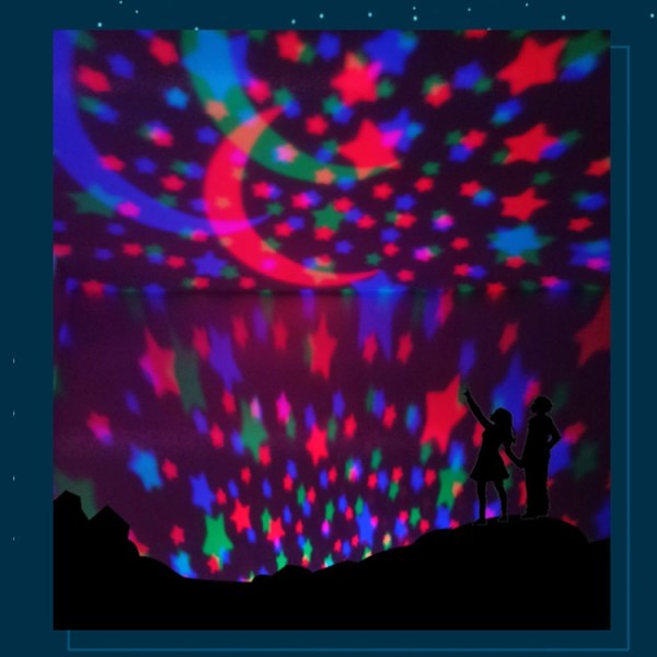LED Stjärnhimmel Ljus USB Fjärrkontroll Roterande Musik Projektorlampa Romantisk Stjärnklar Nattlampa(Svart)