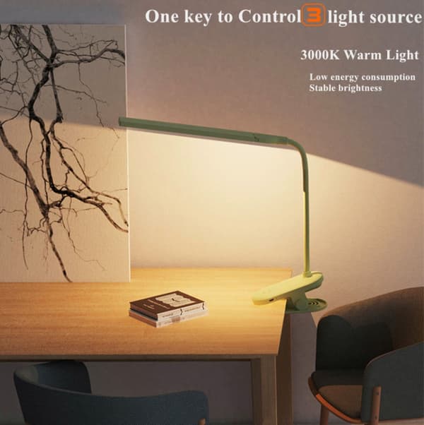 TD5 Dubbel bordslampa med USB-skrivbordsklämma, stil: Plug-in-version (svart)