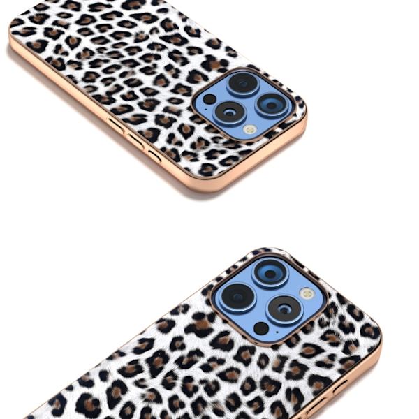 iPhone 16 Pro Max Leopard Print Nano Plating Skal Silver