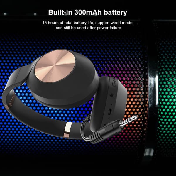 Mucro L36 hopfällbara Bluetooth-headset med SD-kortplats och förvaringslåda Svart