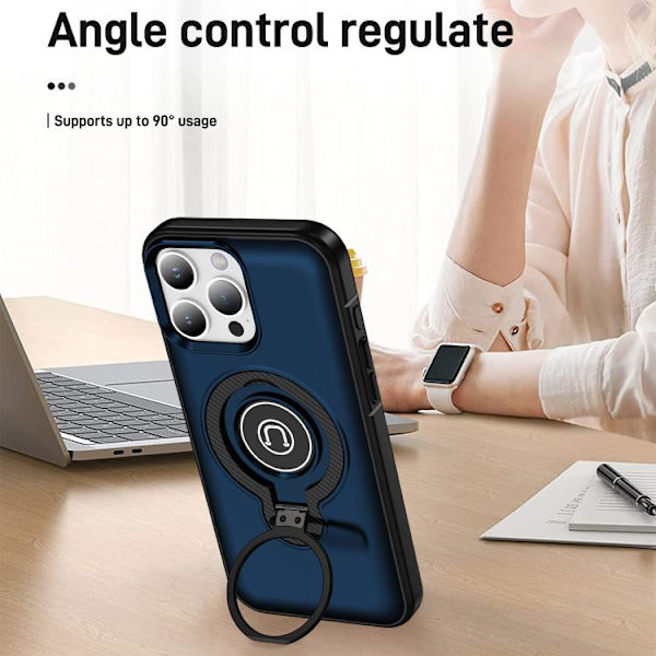iPhone 16 Pro Max Ring Holder Magnetisk Skal Blå