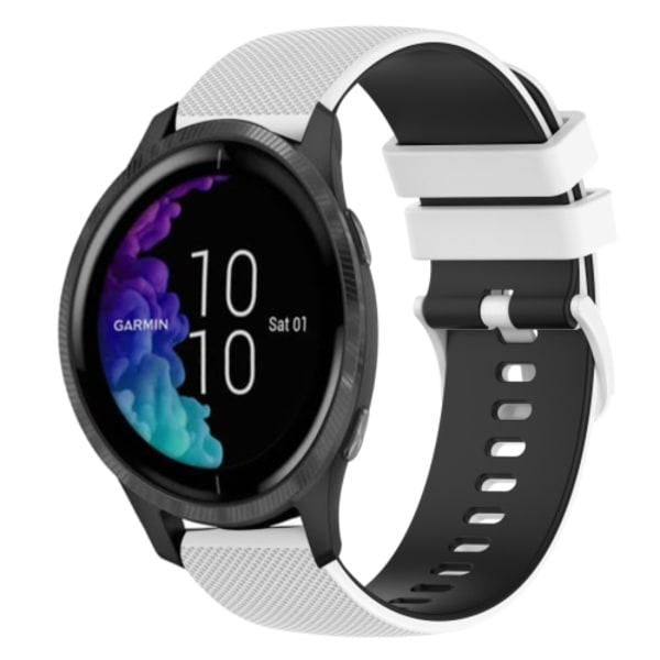 För Garmin Venu 20 mm rutigt watch i tvåfärgad silikon White-Black