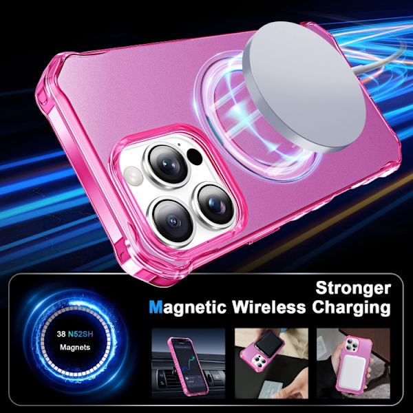 iPhone 16 Pro Max Solid Color Wave MagSafe Skal Rosröd