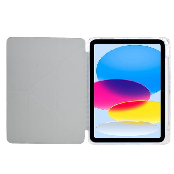 iPad Pro 13 2024 - Y-Fold Klar Akryl Glitter Smart Läderfodral Silver