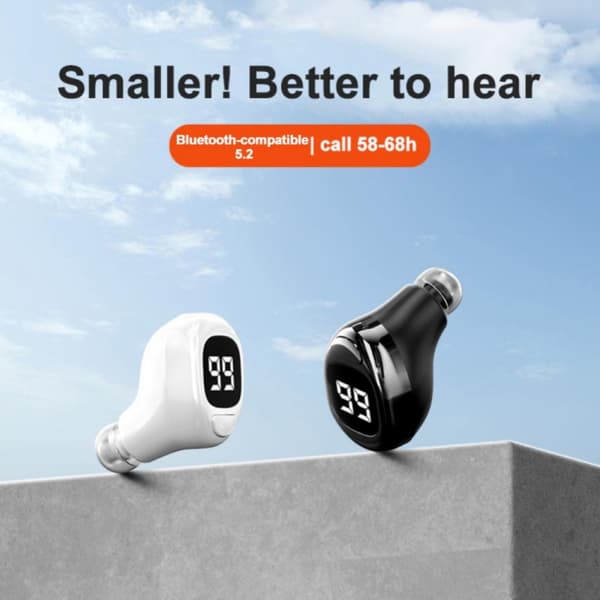F6 Bluetooth-headset Mini osynligt öra affärs digital display hörlurar Vit