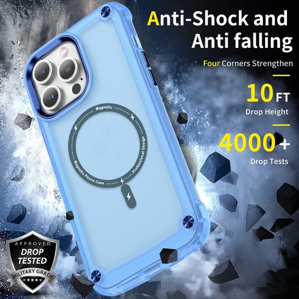 iPhone 16 Pro Skal TPU + PC med MagSafe Magnetisk Telefonfodral Transparent blå