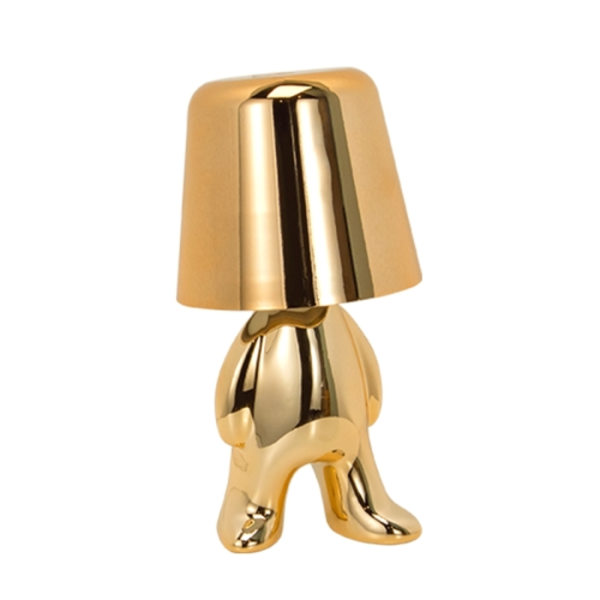 Söt dockformad touch-justerbar skrivbordslampa Mini sovrum uppladdningsbar nattlampa, Spec: 8047(Guld)