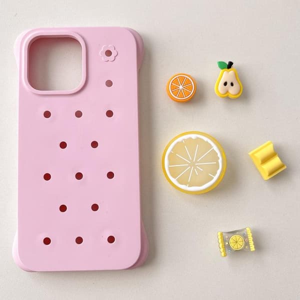 iPhone 16 Pro Solid Color Hål DIY Frukt PC Stötsäker Skal Purpur