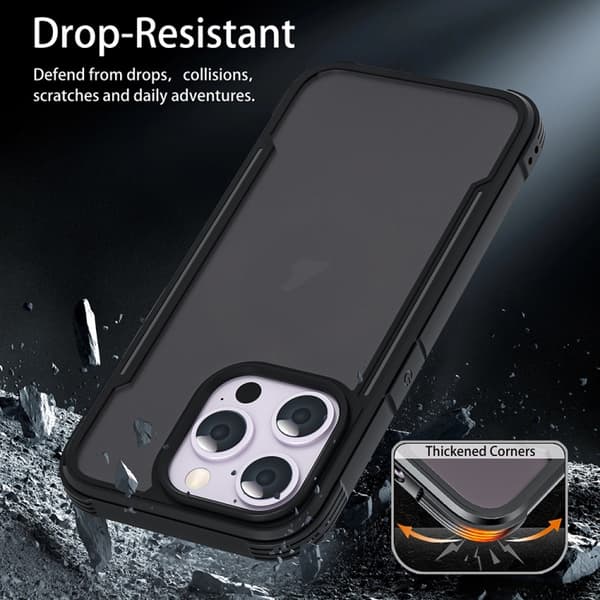 iPhone 16 Pro Max Skal - Frostad PC Hybrid TPU Telefonfodral Svart