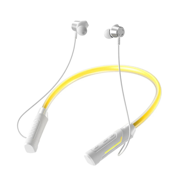 JG4 Blinkande LED Halsmonterade Stereo Bluetooth Trådlösa Hörlurar Vit