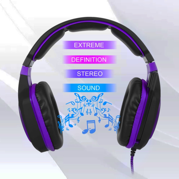 Anivia AH28 3,5 mm stereo ljudkabelanslutet spelheadset med mikrofon Svart Lila