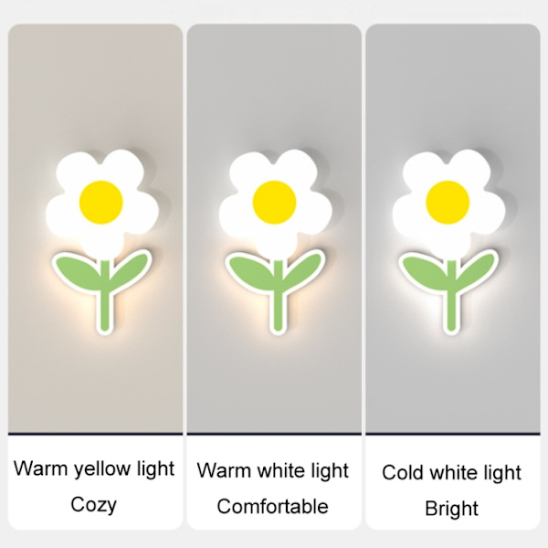 Barnrums varm sänglampa solros vägglampa, färg: blomma trefärgs dimmer