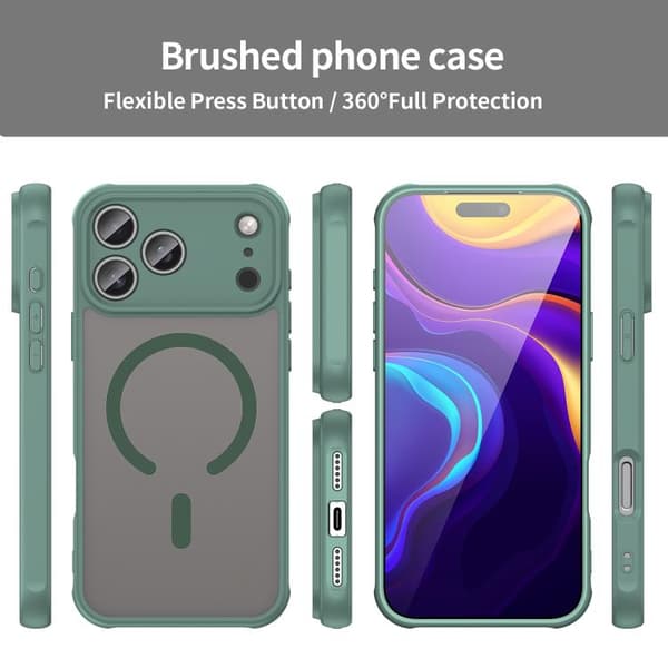 iPhone 18 Pro / iPhone 17 Pro Dun Series TPU Hybrid PC Frosted Magsafe Skal Grön