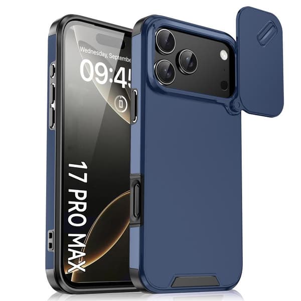 iPhone 17 Pro Skal med Sliding Camshield TPU + PC Blå