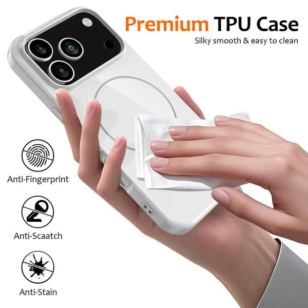 iPhone 18 Pro Max / iPhone 17 Pro Max Skal - Glansigt TPU, Stötsäker MagSafe med Lanyard Vit