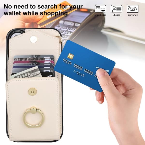 iPhone 17 Skal med Ringhållare och RFID-kortfack Beige