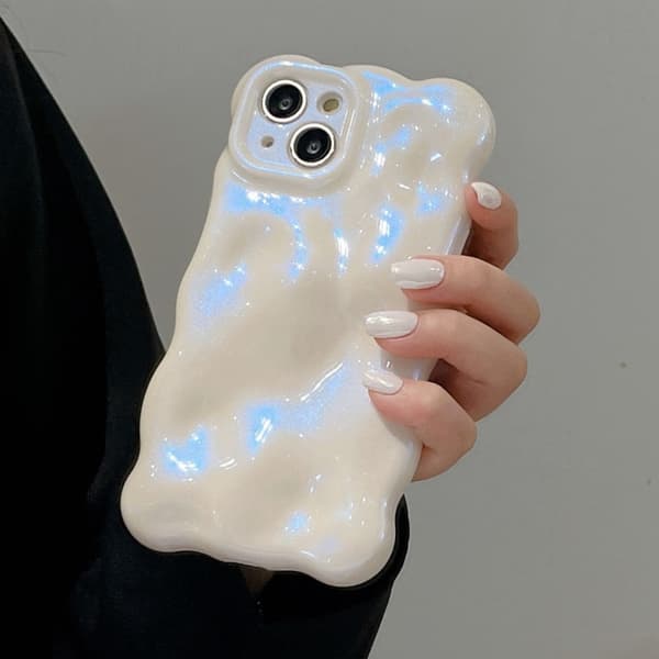 iPhone 16 Pro Max Wave Bubbles Skal - Skydda din telefon med stil och funktionalitet Glitterblå