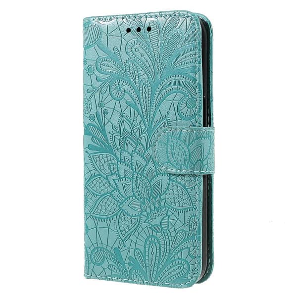 Redmi Note 14 Pro 4G Global - Flip Läderfodral med Blommönster och Prägling Grön