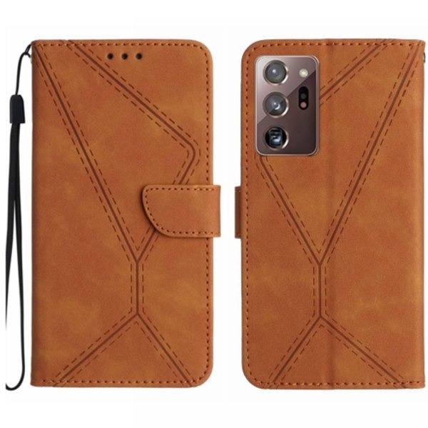 Samsung Galaxy Note20 Ultra Skal i Stitchat Prägling Läder Brun