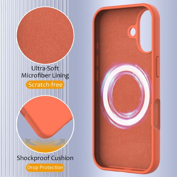 iPhone 17 Shockproof Silikon Skal med MagSafe Guldorange
