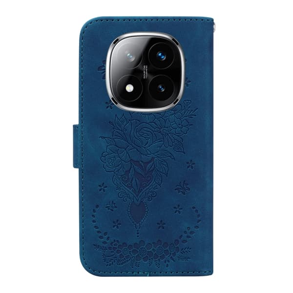 Redmi Note 14 Pro / Note 14 Pro+ 5G - Fjäderros Prägling Läderfodral Blå