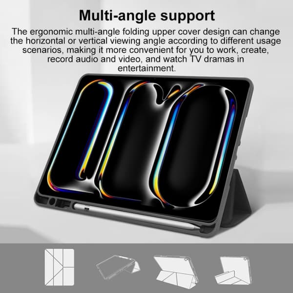 iPad Air 11 2024/2025 Skal - Mutural Multi-fold Smart Läderfodral Blå