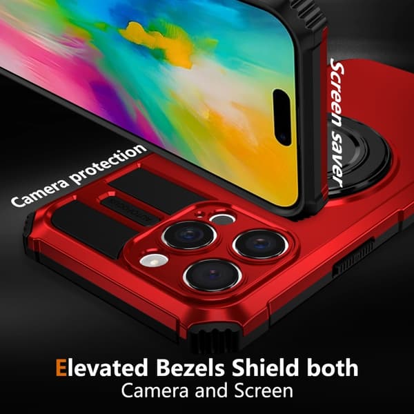 iPhone 16 Pro Rotating Magnetisk Hållare Skal Röd