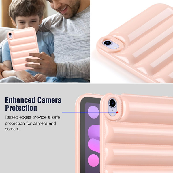 iPad mini 2024 / mini 6 Skal med Eiderdown Kudde - Stötsäker Tablet Case Rosa