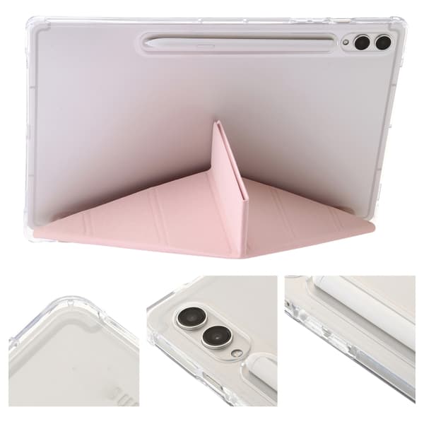 Samsung Galaxy Tab S9 FE+ Klart Akryl Läderfodral Rosa