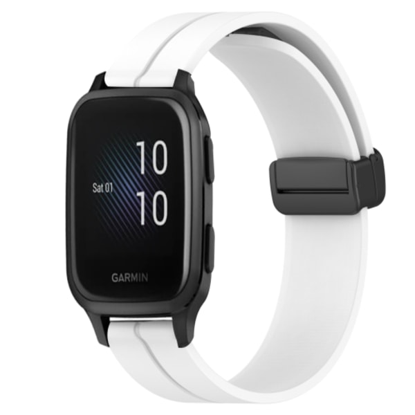 För Garmin Venu SQ 20 mm enfärgad magnetisk spänne silikon watch White